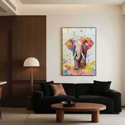Colorful Elephant Canvas Art - Textured Modern Wall Decor-Artmeto Artmeto Wood wall art
