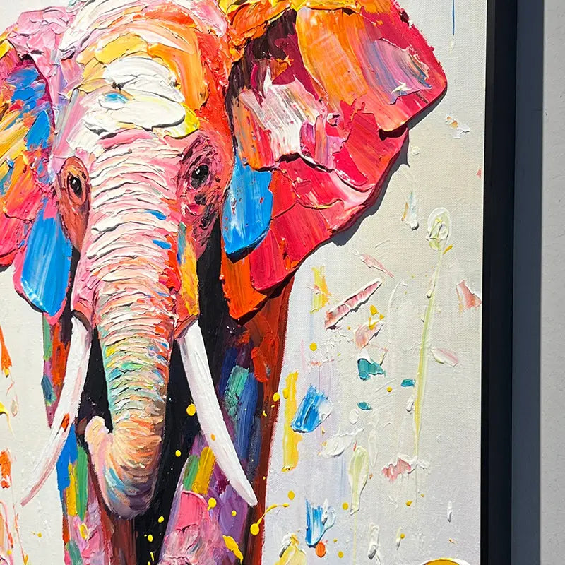 Colorful Elephant Canvas Art - Textured Modern Wall Decor-Artmeto Artmeto Wood wall art