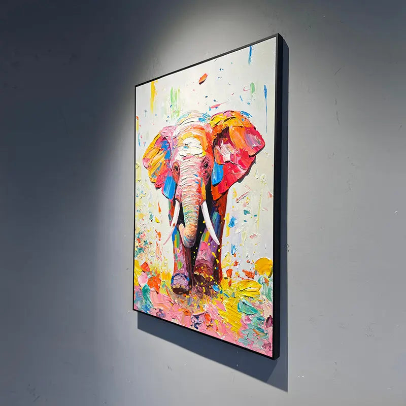 Colorful Elephant Canvas Art - Textured Modern Wall Decor-Artmeto Artmeto Wood wall art