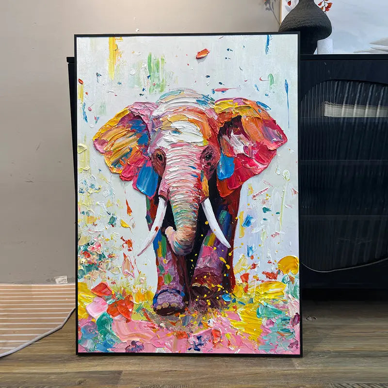 Colorful Elephant Canvas Art - Textured Modern Wall Decor-Artmeto Artmeto Wood wall art