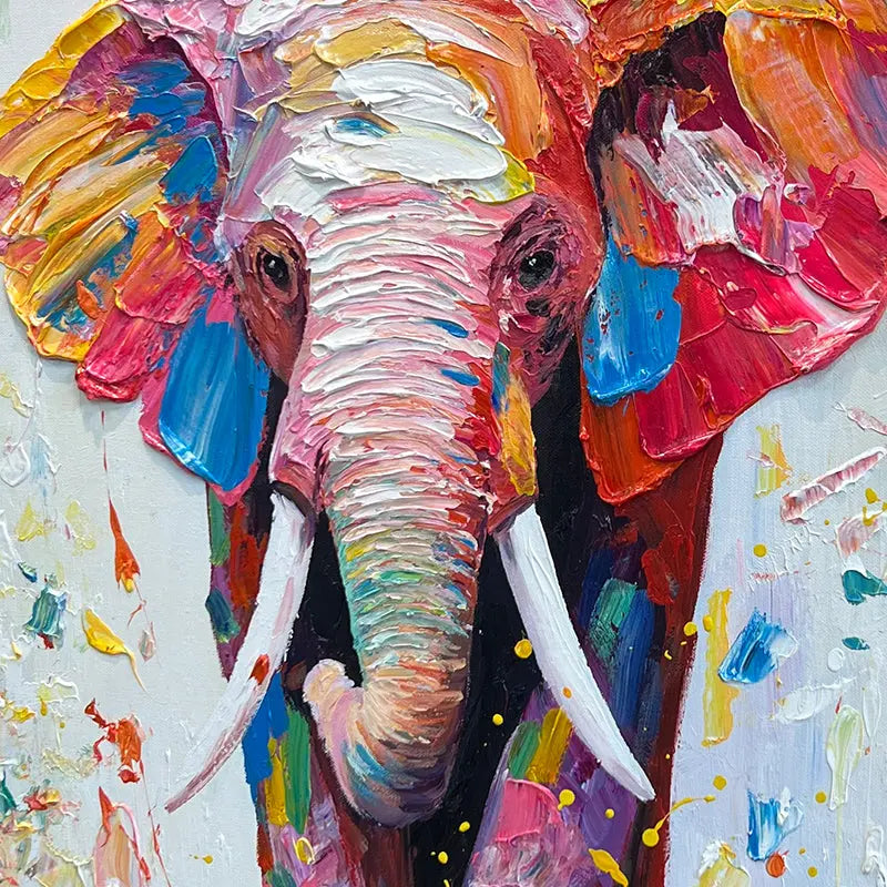 Colorful Elephant Canvas Art - Textured Modern Wall Decor-Artmeto Artmeto Wood wall art