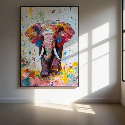 Colorful Elephant Canvas Art - Textured Modern Wall Decor-Artmeto Artmeto Wood wall art