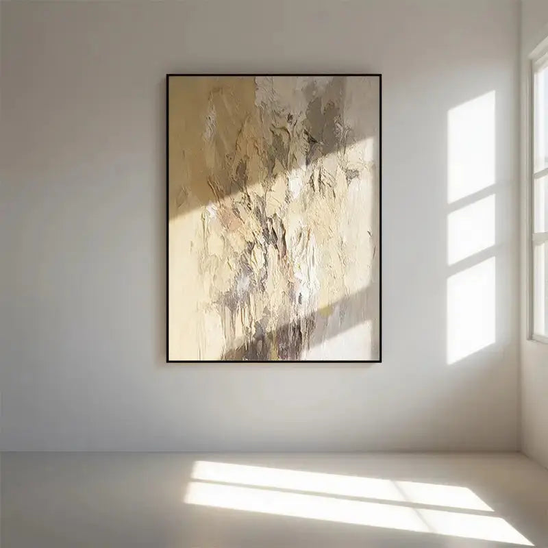 Contemporary Abstract Painting Textured Neutral Wall Art-Artmeto Artmeto Wood wall art