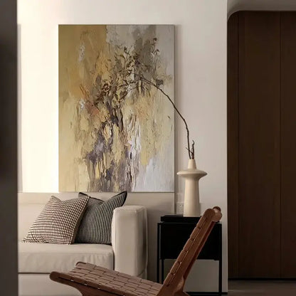 Contemporary Abstract Painting Textured Neutral Wall Art-Artmeto Artmeto Wood wall art