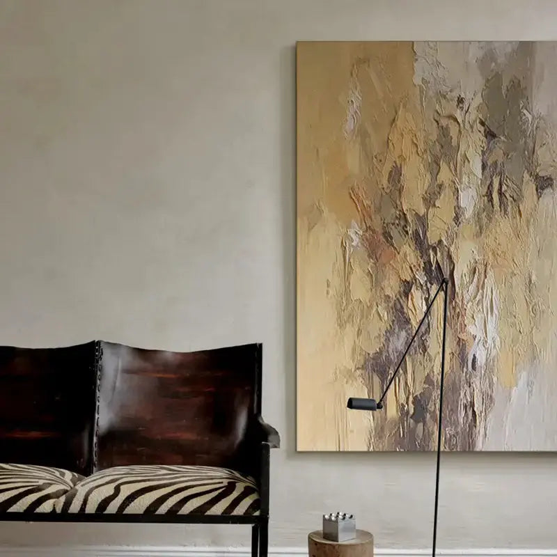 Contemporary Abstract Painting Textured Neutral Wall Art-Artmeto Artmeto Wood wall art