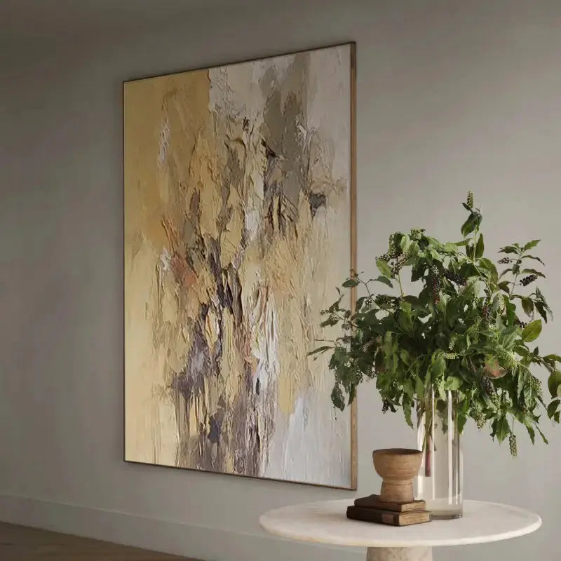 Contemporary Abstract Painting Textured Neutral Wall Art-Artmeto Artmeto Wood wall art