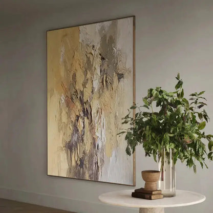 Contemporary Abstract Painting Textured Neutral Wall Art-Artmeto Artmeto Wood wall art