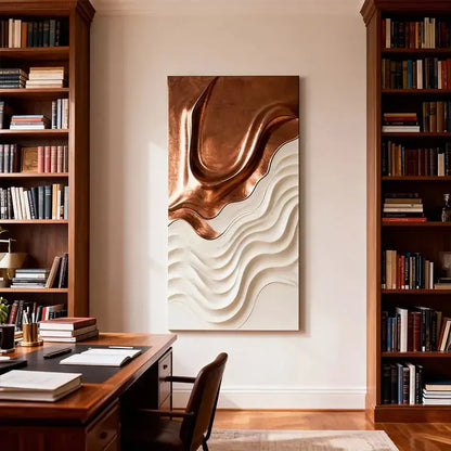 Copper Ripple 3D Wood Relief Art White Wave Gradient Decor Artmeto Wood wall art