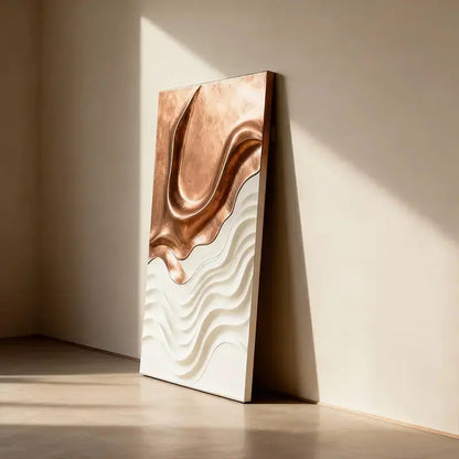 Copper Ripple 3D Wood Relief Art White Wave Gradient Decor Artmeto Wood wall art