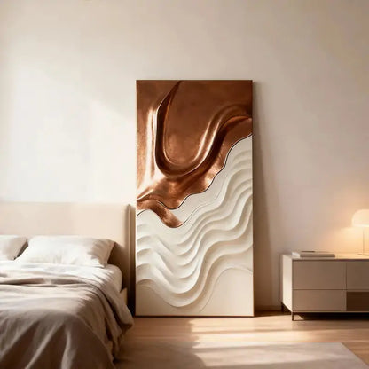 Copper Ripple 3D Wood Relief Art White Wave Gradient Decor Artmeto Wood wall art