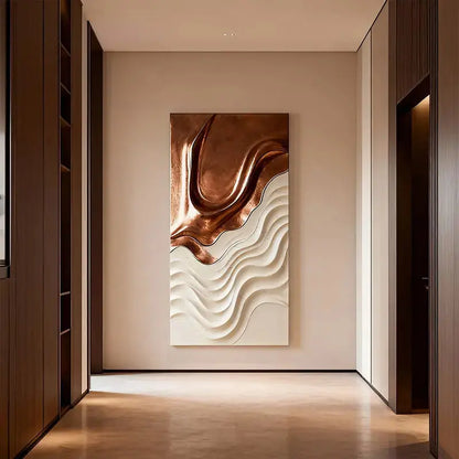 Copper Ripple 3D Wood Relief Art White Wave Gradient Decor Artmeto Wood wall art
