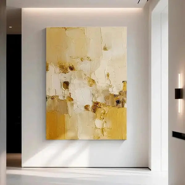 Cream Gold Textured Abstract Wall Art-Luxury Canvas-Artmeto Artmeto Wood wall art