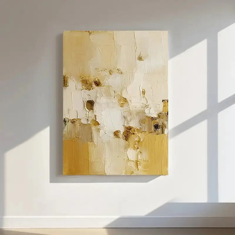 Cream Gold Textured Abstract Wall Art-Luxury Canvas-Artmeto Artmeto Wood wall art