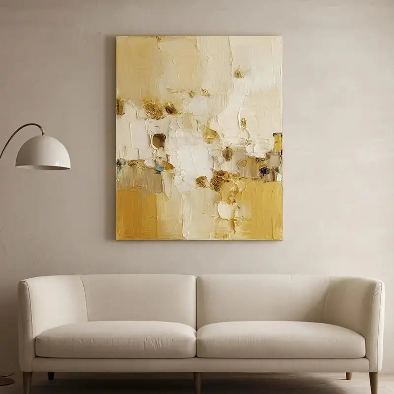 Cream Gold Textured Abstract Wall Art-Luxury Canvas-Artmeto Artmeto Wood wall art