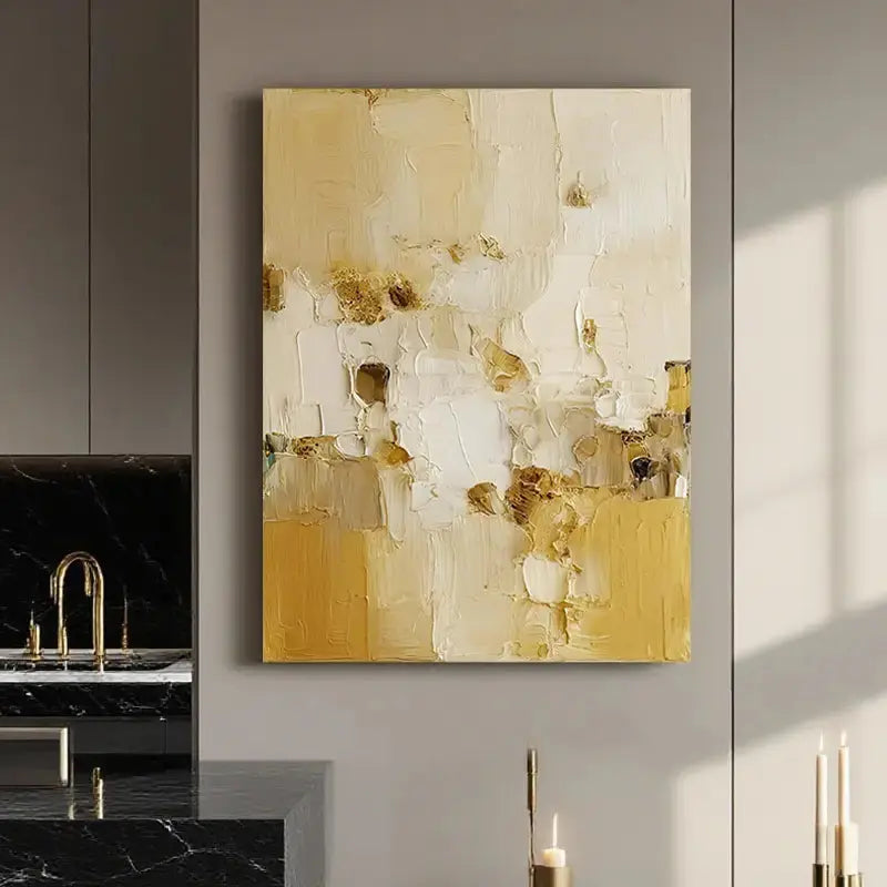 Cream Gold Textured Abstract Wall Art-Luxury Canvas-Artmeto Artmeto Wood wall art