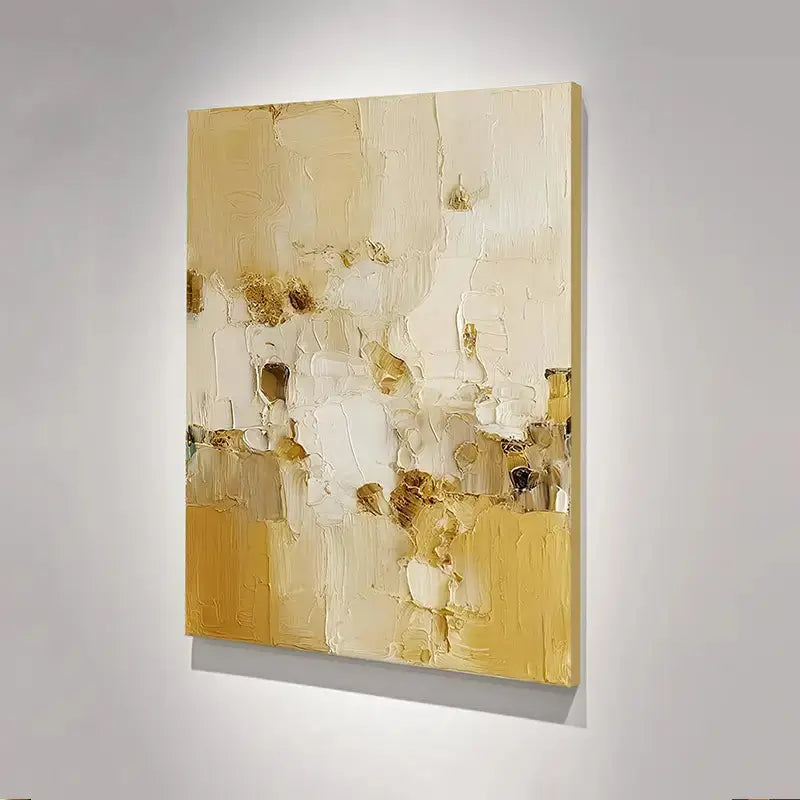 Cream Gold Textured Abstract Wall Art-Luxury Canvas-Artmeto Artmeto Wood wall art