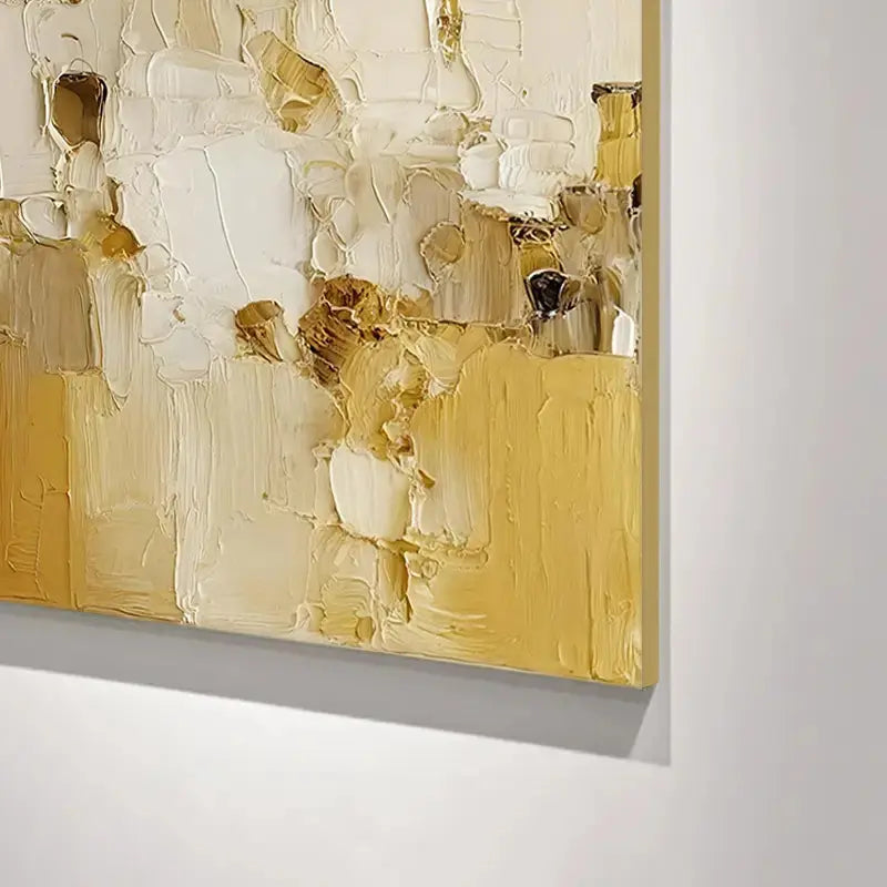 Cream Gold Textured Abstract Wall Art-Luxury Canvas-Artmeto Artmeto Wood wall art
