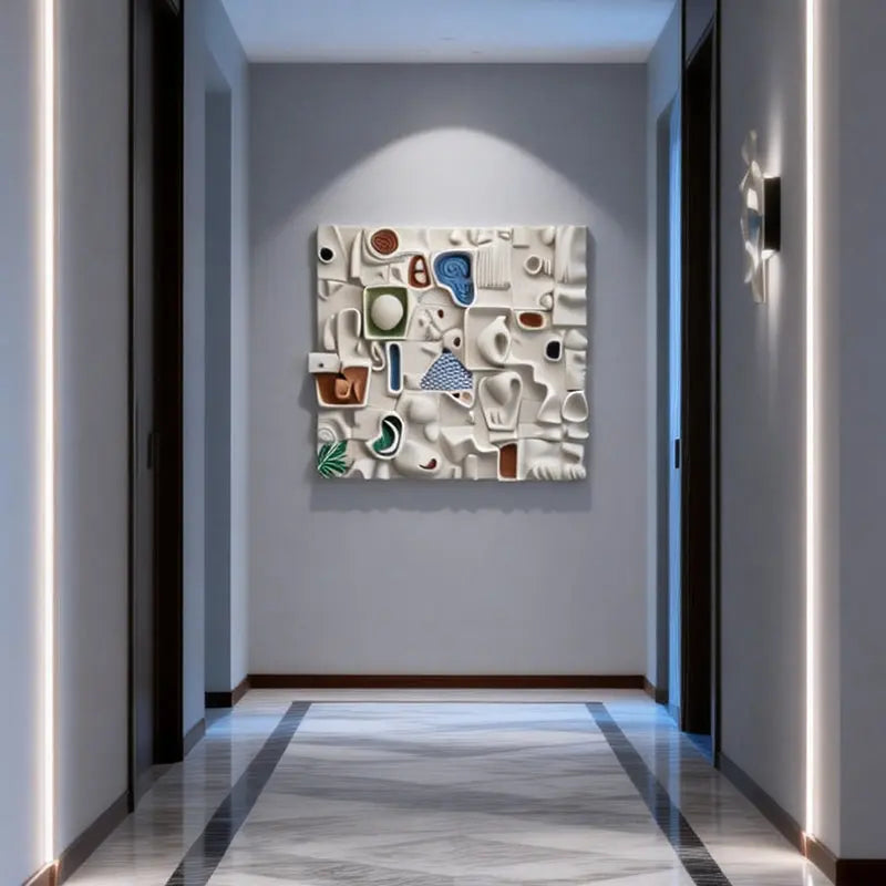 Cream Minimalist Neutral Tone Organic Flow 3D Relief Wall Sculpture Artmeto Wood wall art