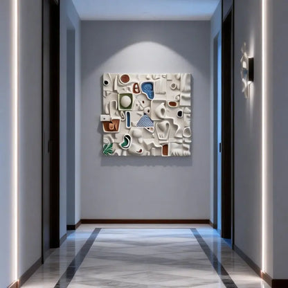Cream Minimalist Neutral Tone Organic Flow 3D Relief Wall Sculpture Artmeto Wood wall art