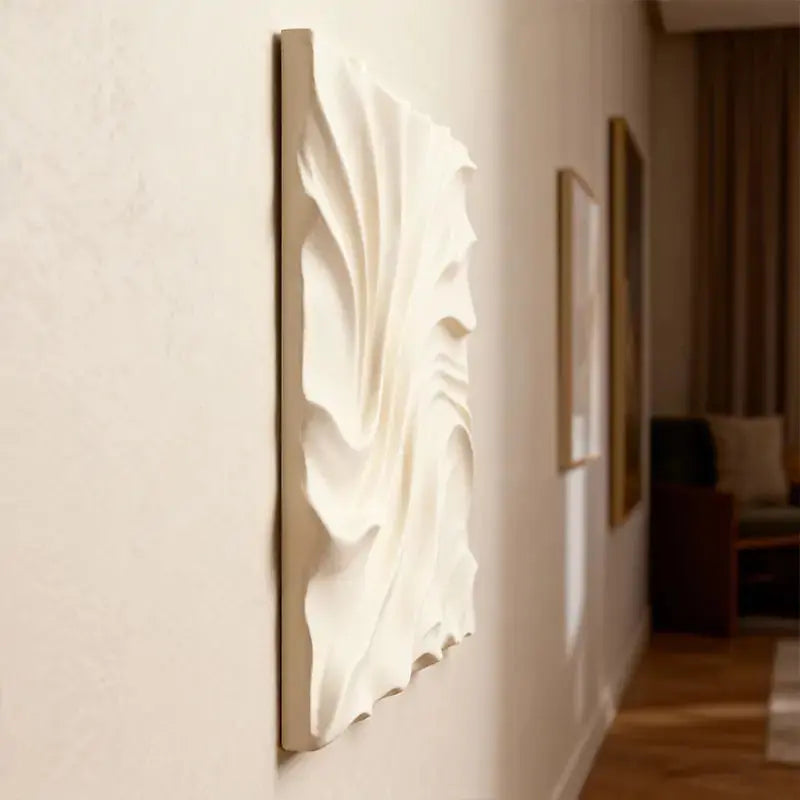 Cream Silk Flow Wave Textured 3D Relief Wall Art Artmeto Wood wall art