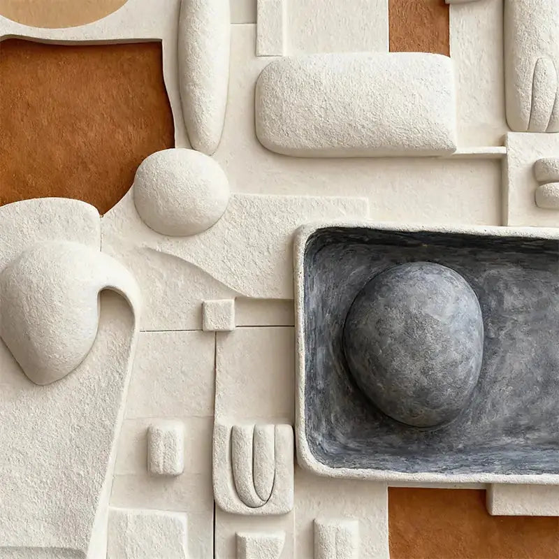 Cream Terracotta & Charcoal Modular Abstract 3D Relief Wall Art Artmeto Wood wall art