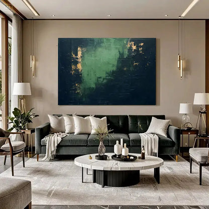 Dark Green Black Abstract Canvas Wall Art Modern Decor-Artmeto Artmeto Wood wall art