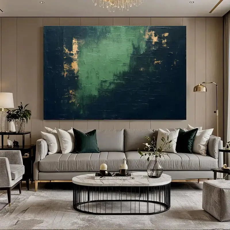 Dark Green Black Abstract Canvas Wall Art Modern Decor-Artmeto Artmeto Wood wall art