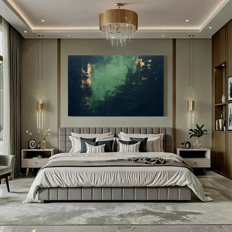 Dark Green Black Abstract Canvas Wall Art Modern Decor-Artmeto Artmeto Wood wall art