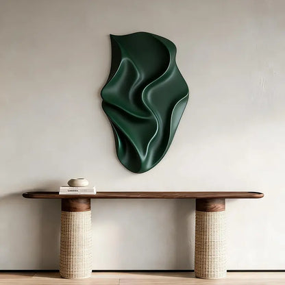 Deep Emerald Fabric-Inspired 3D Relief Wall Art Artmeto Wood wall art-1