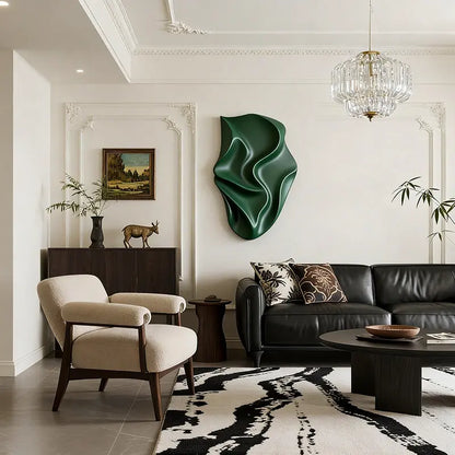 Deep Emerald Fabric-Inspired 3D Relief Wall Art Artmeto Wood wall art-7