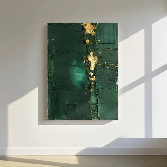 Deep Green Gold Abstract Canvas-Minimalist Modern Wall Decor-Artmeto Artmeto Wood wall art