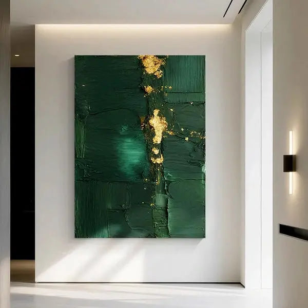 Deep Green Gold Abstract Canvas-Minimalist Modern Wall Decor-Artmeto Artmeto Wood wall art