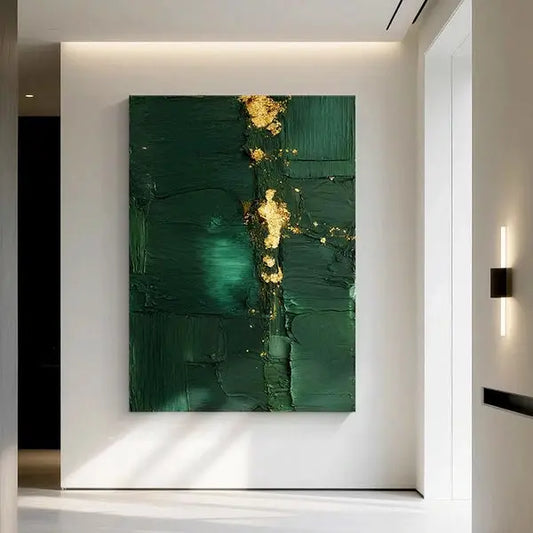 Deep Green Gold Abstract Canvas-Minimalist Modern Wall Decor-Artmeto Artmeto Wood wall art
