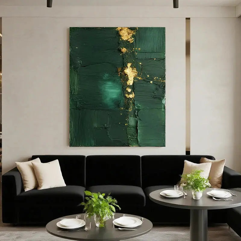 Deep Green Gold Abstract Canvas-Minimalist Modern Wall Decor-Artmeto Artmeto Wood wall art