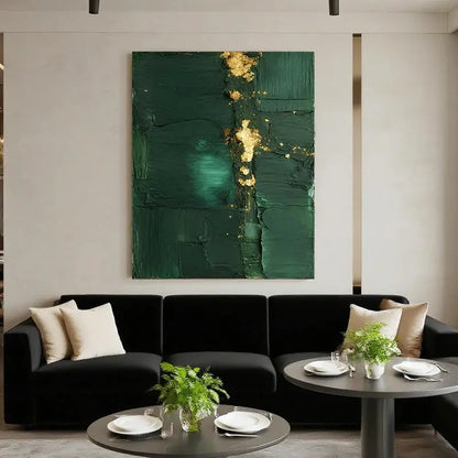 Deep Green Gold Abstract Canvas-Minimalist Modern Wall Decor-Artmeto Artmeto Wood wall art