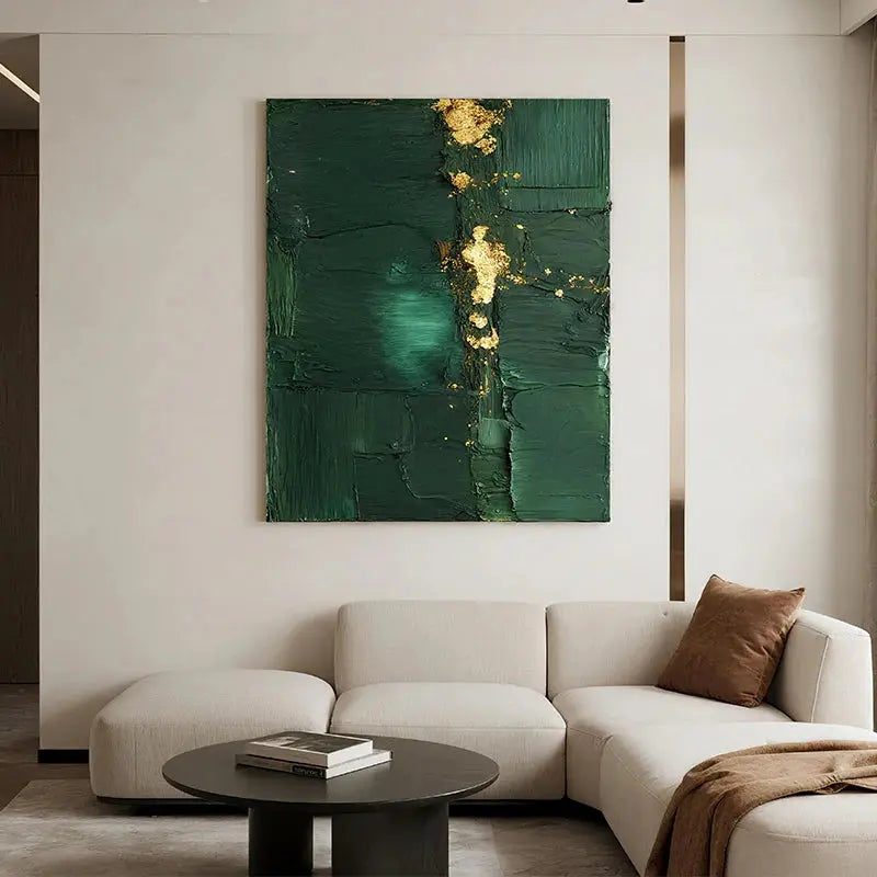 Deep Green Gold Abstract Canvas-Minimalist Modern Wall Decor-Artmeto Artmeto Wood wall art