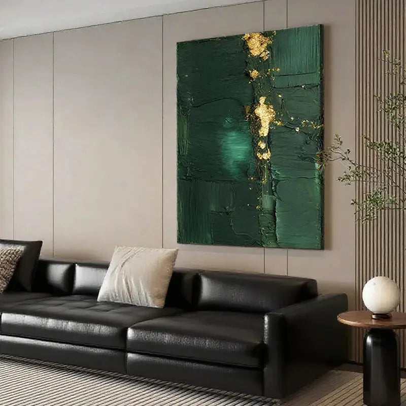 Deep Green Gold Abstract Canvas-Minimalist Modern Wall Decor-Artmeto Artmeto Wood wall art