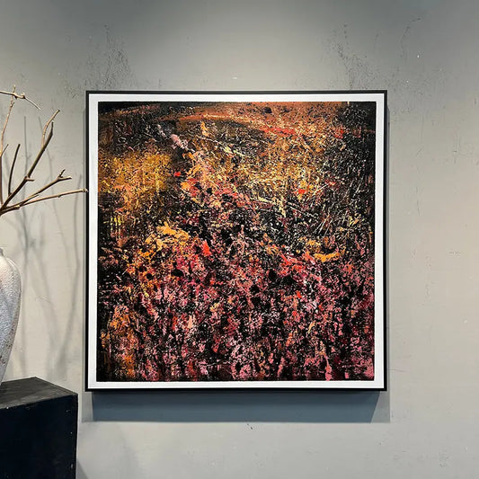 Dramatic Dark & Vibrant Textured Abstract Canvas Art - Moody Modern Wall Decor Artmeto Wood wall art