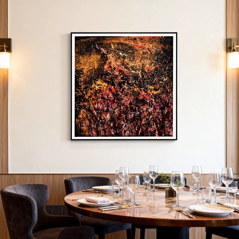 Dramatic Dark & Vibrant Textured Abstract Canvas Art - Moody Modern Wall Decor Artmeto Wood wall art