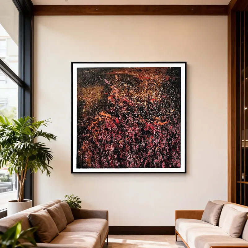 Dramatic Dark & Vibrant Textured Abstract Canvas Art - Moody Modern Wall Decor Artmeto Wood wall art