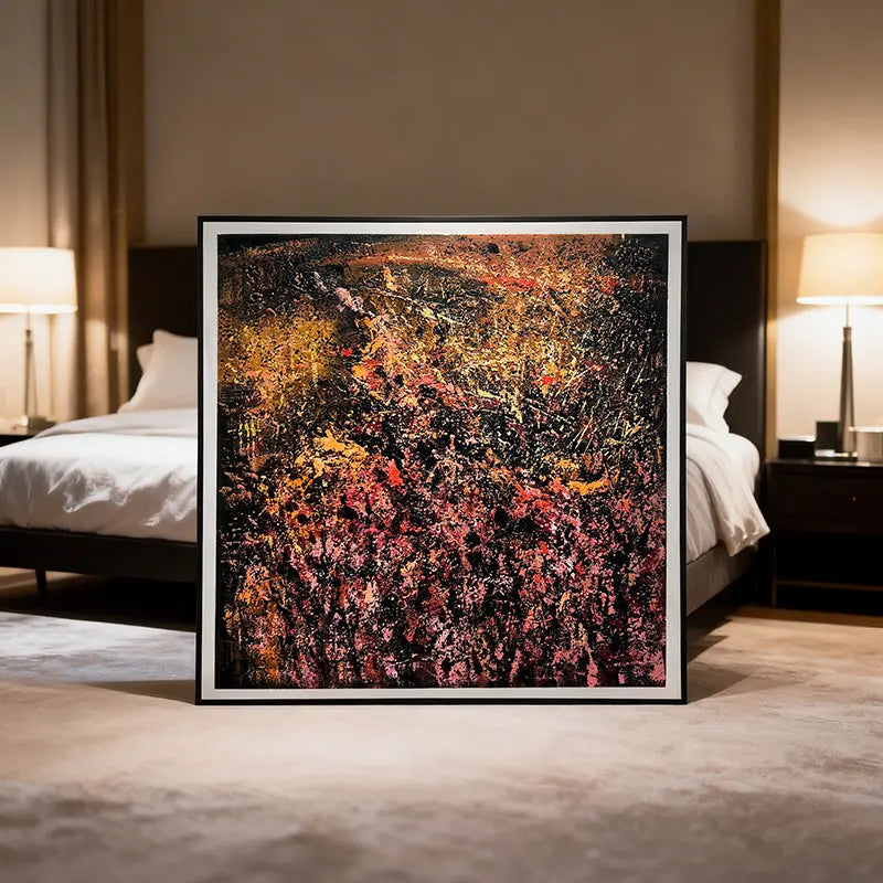 Dramatic Dark & Vibrant Textured Abstract Canvas Art - Moody Modern Wall Decor Artmeto Wood wall art