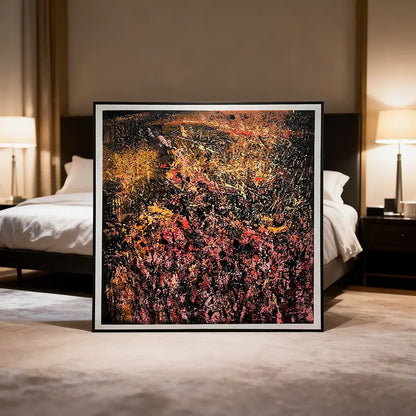 Dramatic Dark & Vibrant Textured Abstract Canvas Art - Moody Modern Wall Decor Artmeto Wood wall art