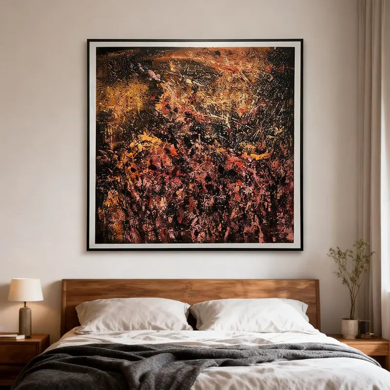 Dramatic Dark & Vibrant Textured Abstract Canvas Art - Moody Modern Wall Decor Artmeto Wood wall art