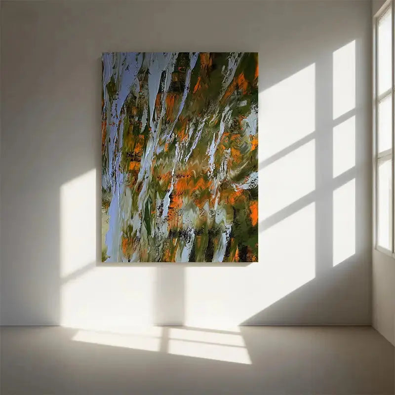 Dynamic Fluid Abstract Canvas Art Orange Green Brown Home Decor-Artmeto Artmeto Wood wall art