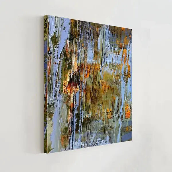Dynamic Fluid Abstract Canvas Art Orange Green Brown Home Decor-Artmeto Artmeto Wood wall art