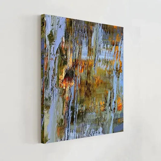 Dynamic Fluid Abstract Canvas Art Orange Green Brown Home Decor-Artmeto Artmeto Wood wall art