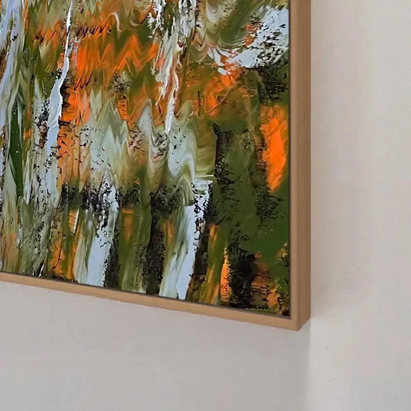 Dynamic Fluid Abstract Canvas Art Orange Green Brown Home Decor-Artmeto Artmeto Wood wall art