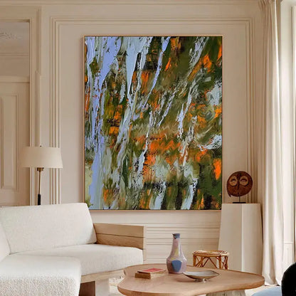 Dynamic Fluid Abstract Canvas Art Orange Green Brown Home Decor-Artmeto Artmeto Wood wall art