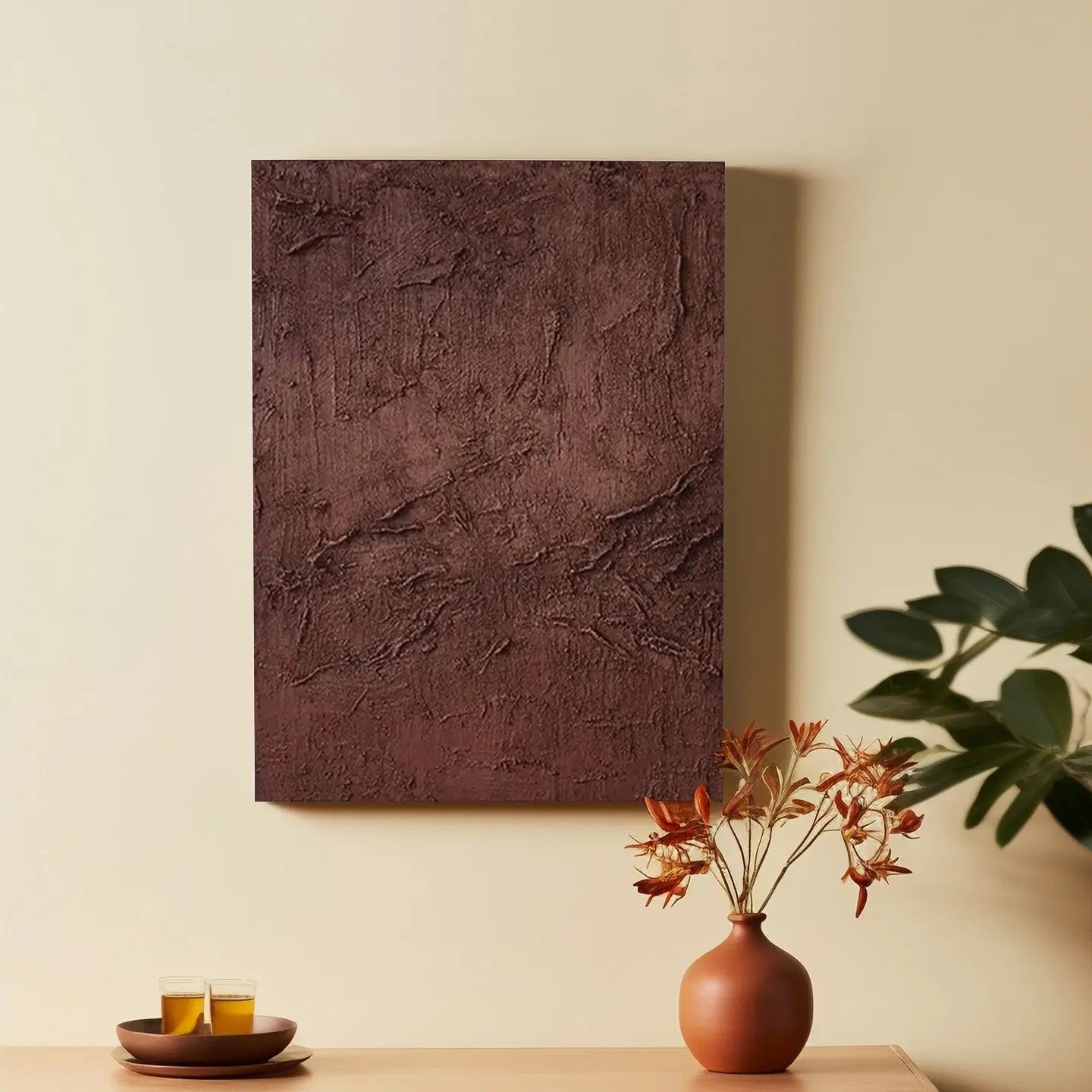 Earth Tone Abstract Art-Textured Clay Canvas Wall Decor-Artmeto Artmeto Wood wall art