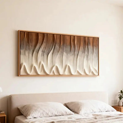 Earth-Tone Fluid Form Wood Wave Textured Wall Sculpture Artmeto Wood wall art-7